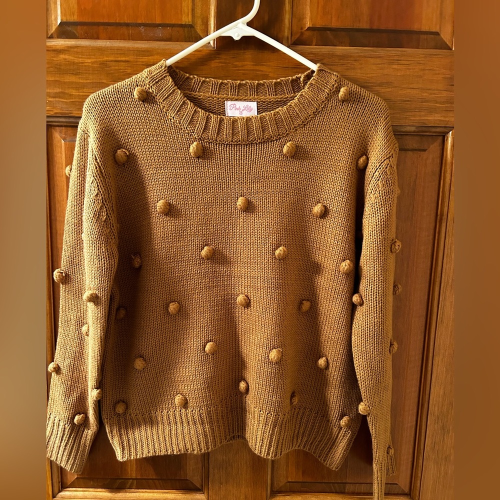 Pink Lily Pom Detailing Sweater